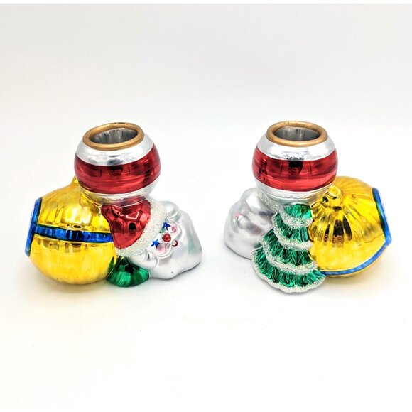 Vintage Dept 56 Glass Santa Christmas Ornament CANDLE HOLDERS Holiday Dazzle (2) - Picture 2 of 6